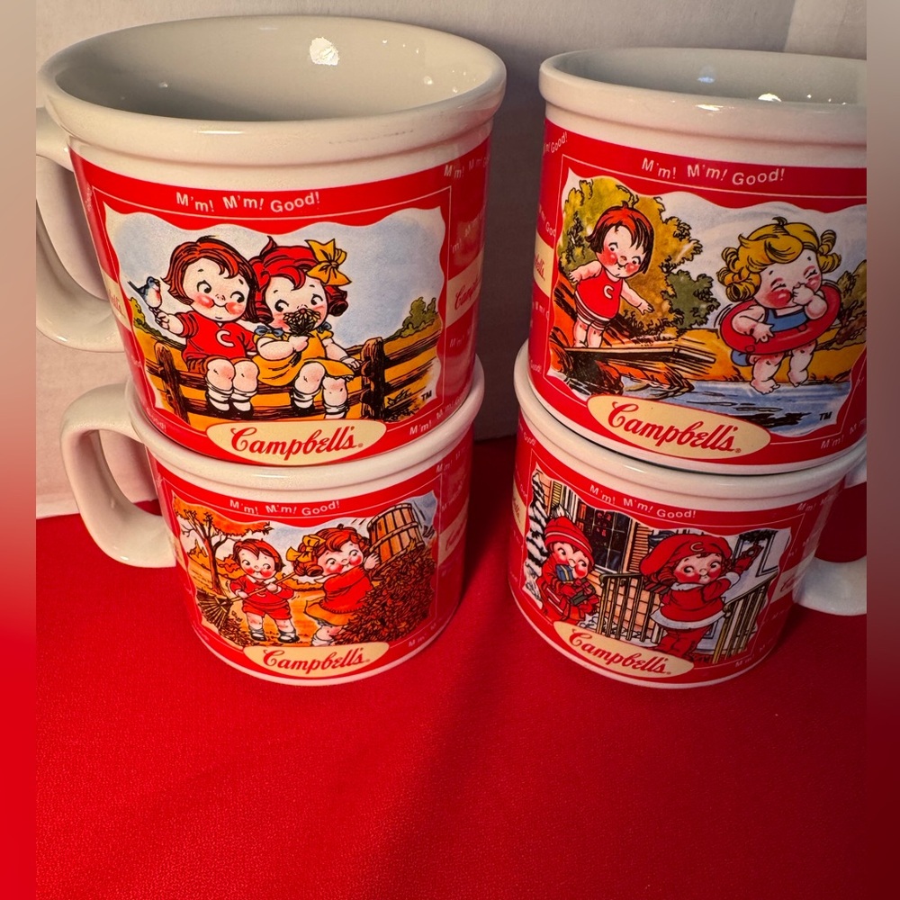 Campbell's Soup "Four Seasons" Mugs 1998 Campbell’s kids double-sided 12 oz VTG